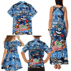 Custom Cats Rugby Merry Christmas Family Matching Tank Maxi Dress and Hawaiian Shirt Indigenous Australian Art