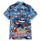 Custom Cats Rugby Merry Christmas Hawaiian Shirt Indigenous Australian Art