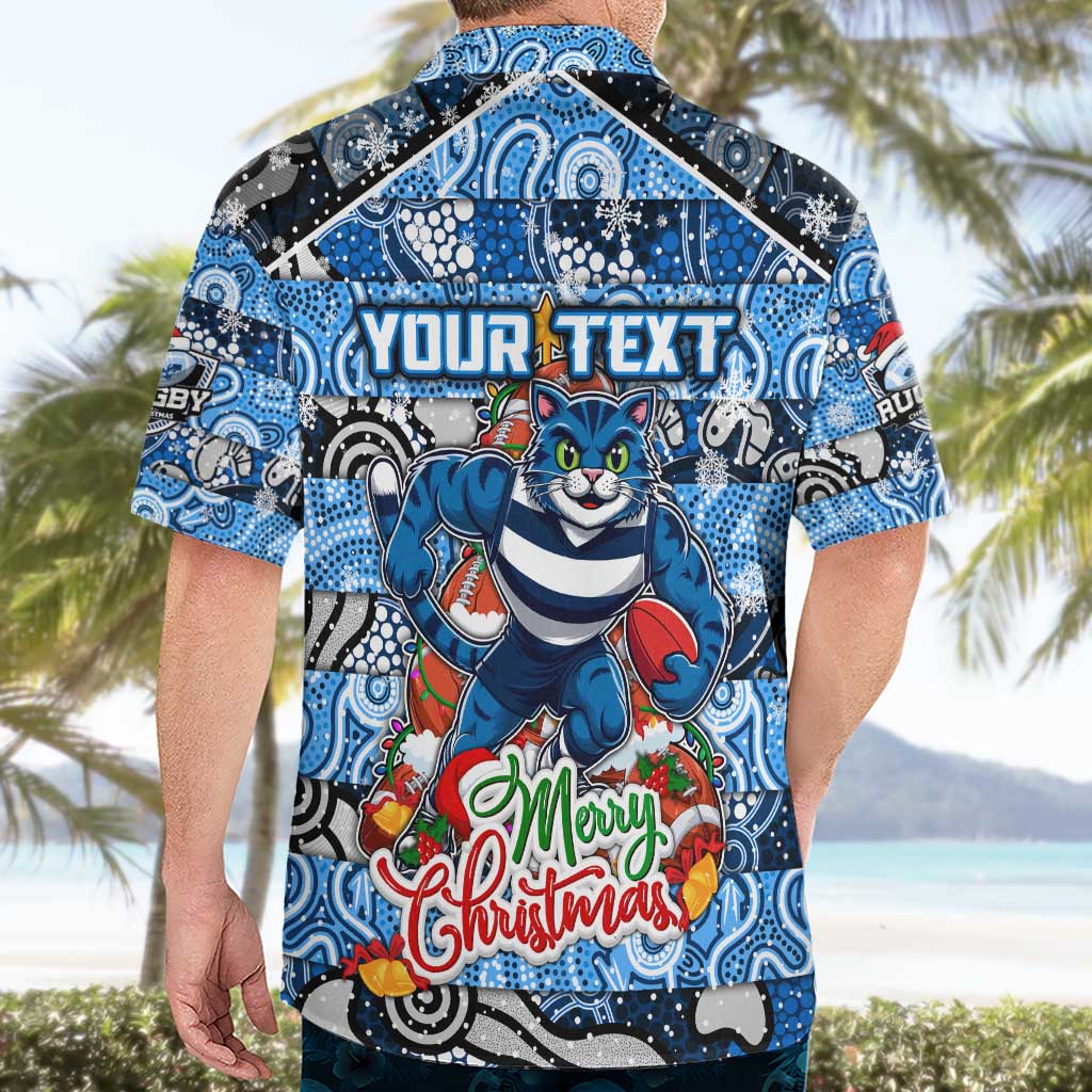 Custom Cats Rugby Merry Christmas Hawaiian Shirt Indigenous Australian Art