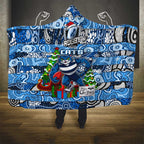 Cats Football Merry Christmas Hooded Blanket Indigenous Australian Art