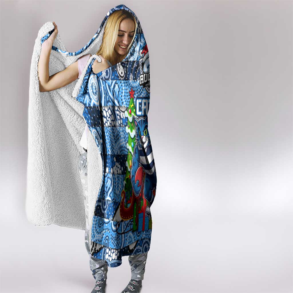 Cats Football Merry Christmas Hooded Blanket Indigenous Australian Art