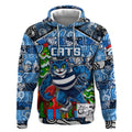 Custom Cats Rugby Merry Christmas Hoodie Indigenous Australian Art