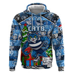 Custom Cats Rugby Merry Christmas Hoodie Indigenous Australian Art