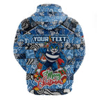 Custom Cats Rugby Merry Christmas Hoodie Indigenous Australian Art