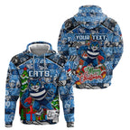 Custom Cats Rugby Merry Christmas Hoodie Indigenous Australian Art