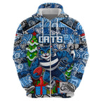 Custom Cats Rugby Merry Christmas Hoodie Indigenous Australian Art