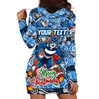 Custom Cats Rugby Merry Christmas Hoodie Dress Indigenous Australian Art