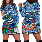 Custom Cats Rugby Merry Christmas Hoodie Dress Indigenous Australian Art