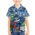 Custom Cats Rugby Merry Christmas Kid Hawaiian Shirt Indigenous Australian Art