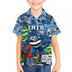 Custom Cats Rugby Merry Christmas Kid Hawaiian Shirt Indigenous Australian Art