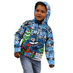 Custom Cats Rugby Merry Christmas Kid Hoodie Indigenous Australian Art