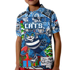 Custom Cats Rugby Merry Christmas Kid Polo Shirt Indigenous Australian Art