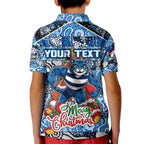 Custom Cats Rugby Merry Christmas Kid Polo Shirt Indigenous Australian Art