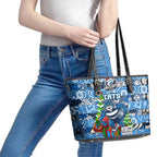 Cats Football Merry Christmas Leather Tote Bag Indigenous Australian Art