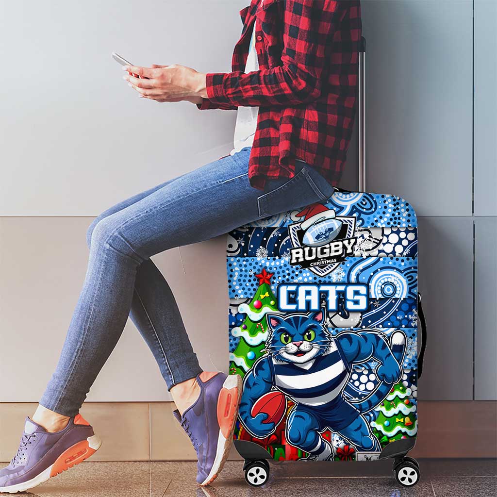 Cats Football Merry Christmas Luggage Cover Indigenous Australian Art