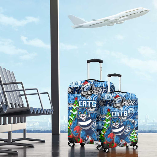 Cats Football Merry Christmas Luggage Cover Indigenous Australian Art