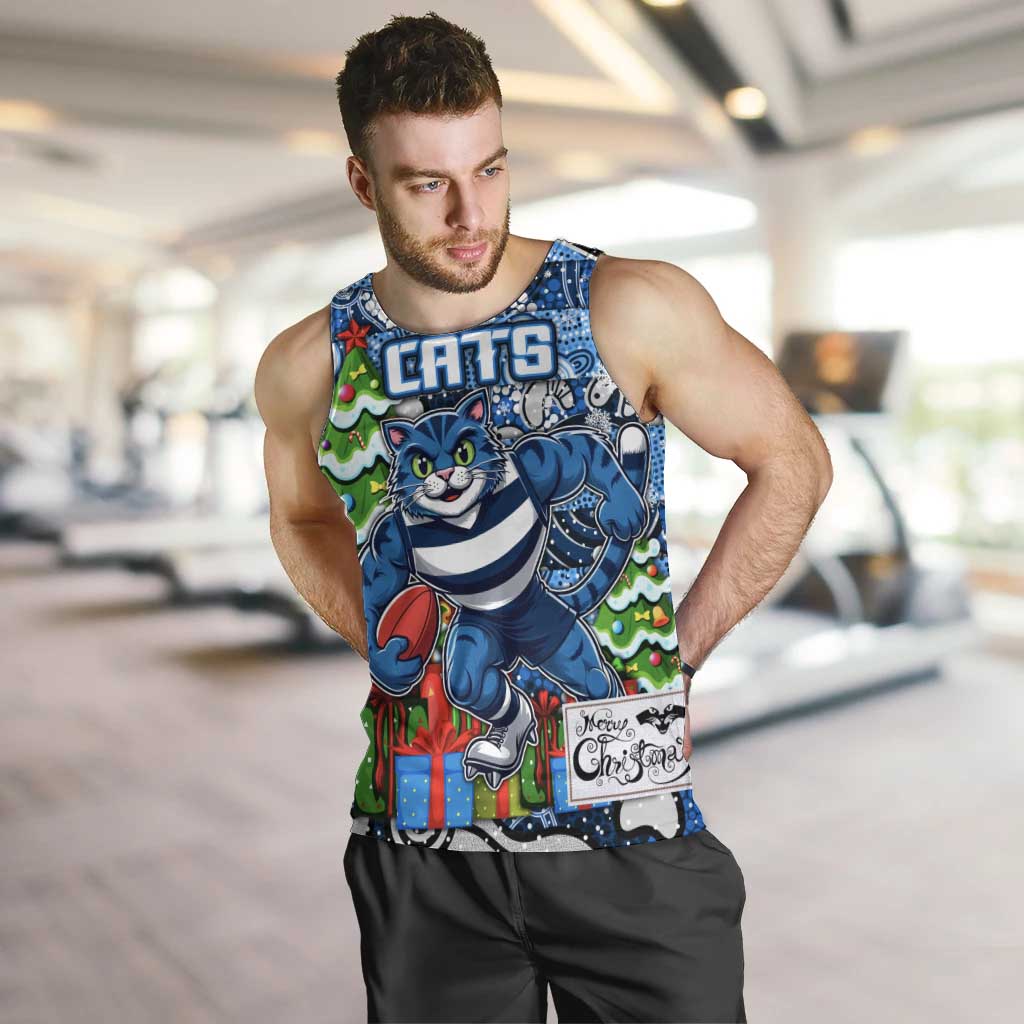 Custom Cats Rugby Merry Christmas Men Tank Top Indigenous Australian Art