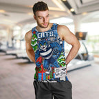 Custom Cats Rugby Merry Christmas Men Tank Top Indigenous Australian Art