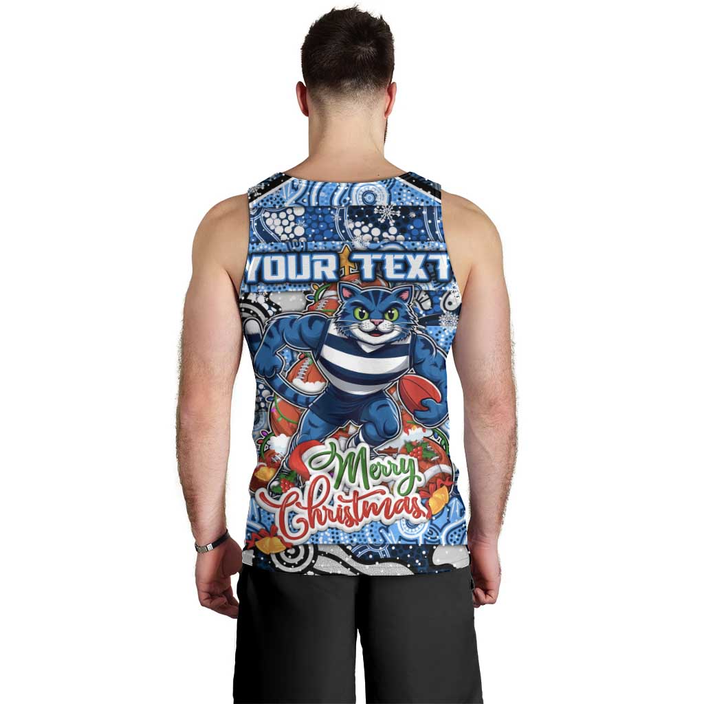 Custom Cats Rugby Merry Christmas Men Tank Top Indigenous Australian Art