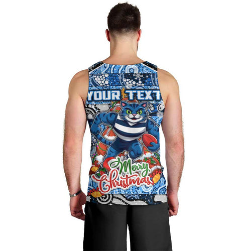 Custom Cats Rugby Merry Christmas Men Tank Top Indigenous Australian Art