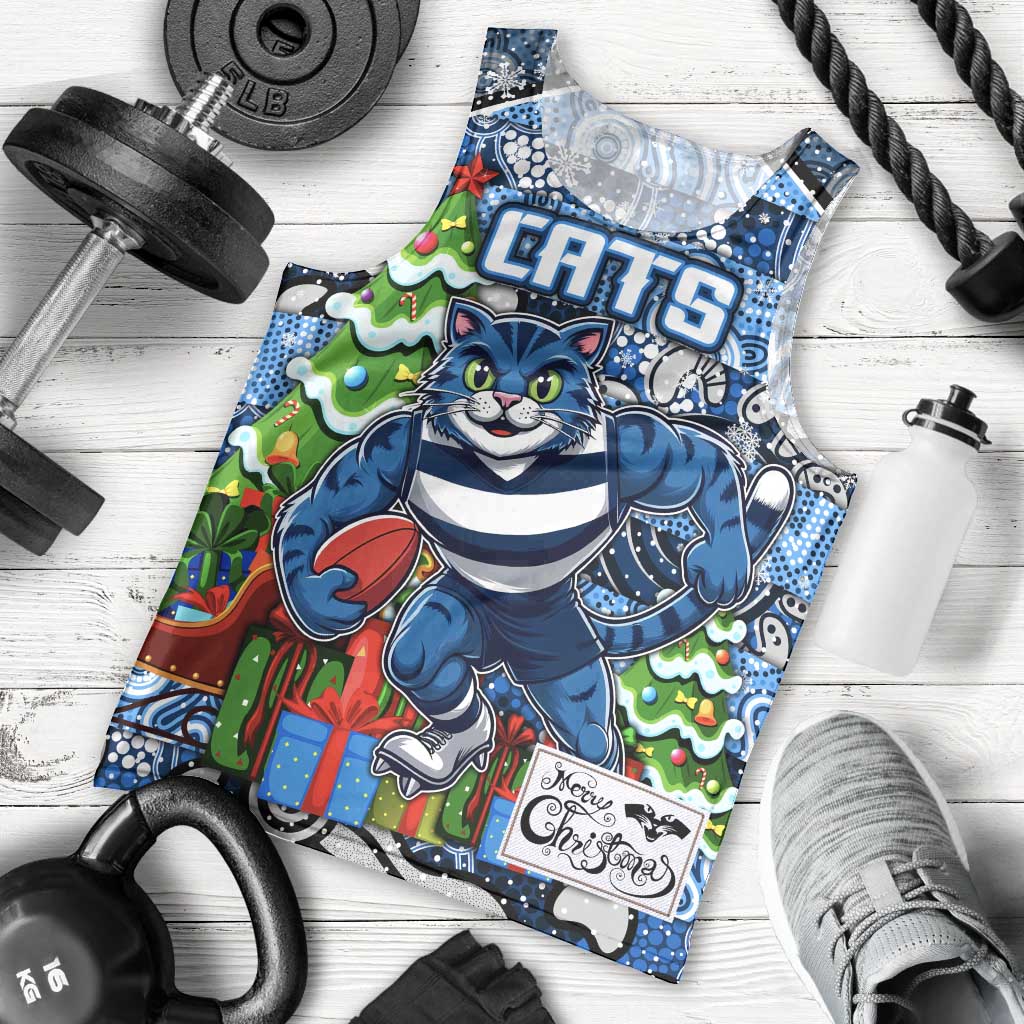 Custom Cats Rugby Merry Christmas Men Tank Top Indigenous Australian Art