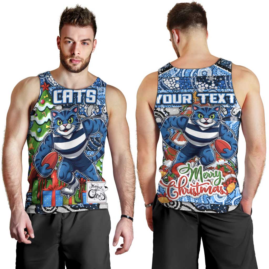 Custom Cats Rugby Merry Christmas Men Tank Top Indigenous Australian Art