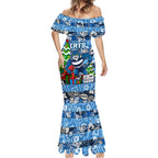 Custom Cats Rugby Merry Christmas Mermaid Dress Indigenous Australian Art