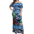 Custom Cats Rugby Merry Christmas Off Shoulder Maxi Dress Indigenous Australian Art