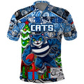 Custom Cats Rugby Merry Christmas Polo Shirt Indigenous Australian Art