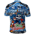 Custom Cats Rugby Merry Christmas Polo Shirt Indigenous Australian Art
