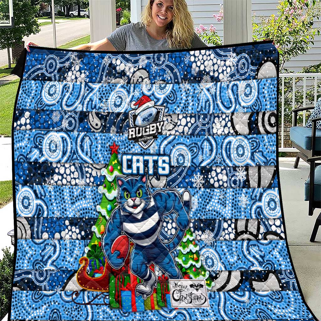 Cats Football Merry Christmas Quilt Indigenous Australian Art