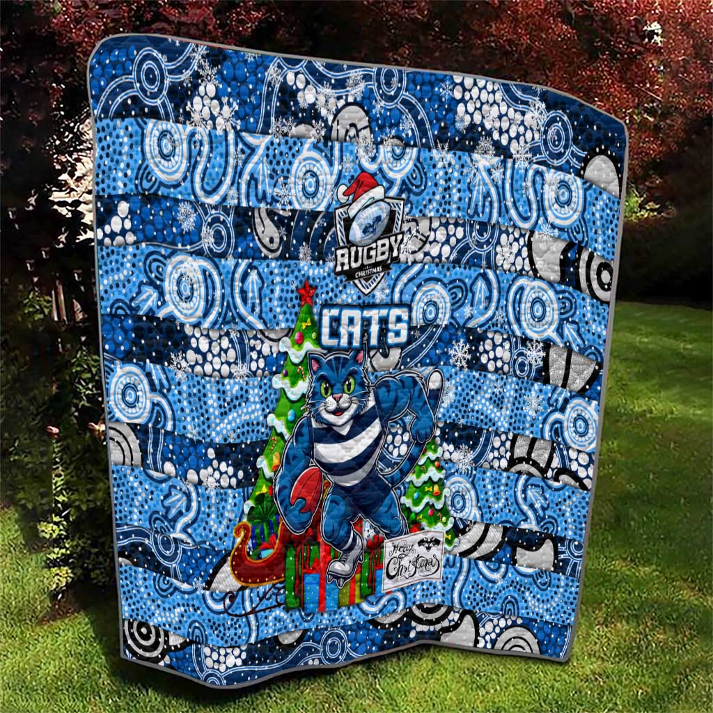 Cats Football Merry Christmas Quilt Indigenous Australian Art