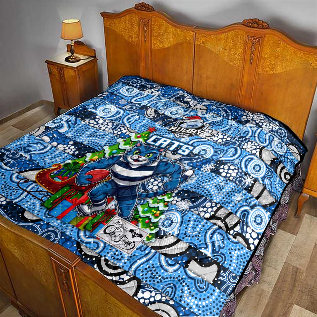 Cats Football Merry Christmas Quilt Indigenous Australian Art