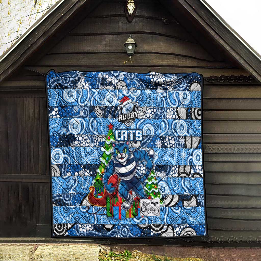 Cats Football Merry Christmas Quilt Indigenous Australian Art
