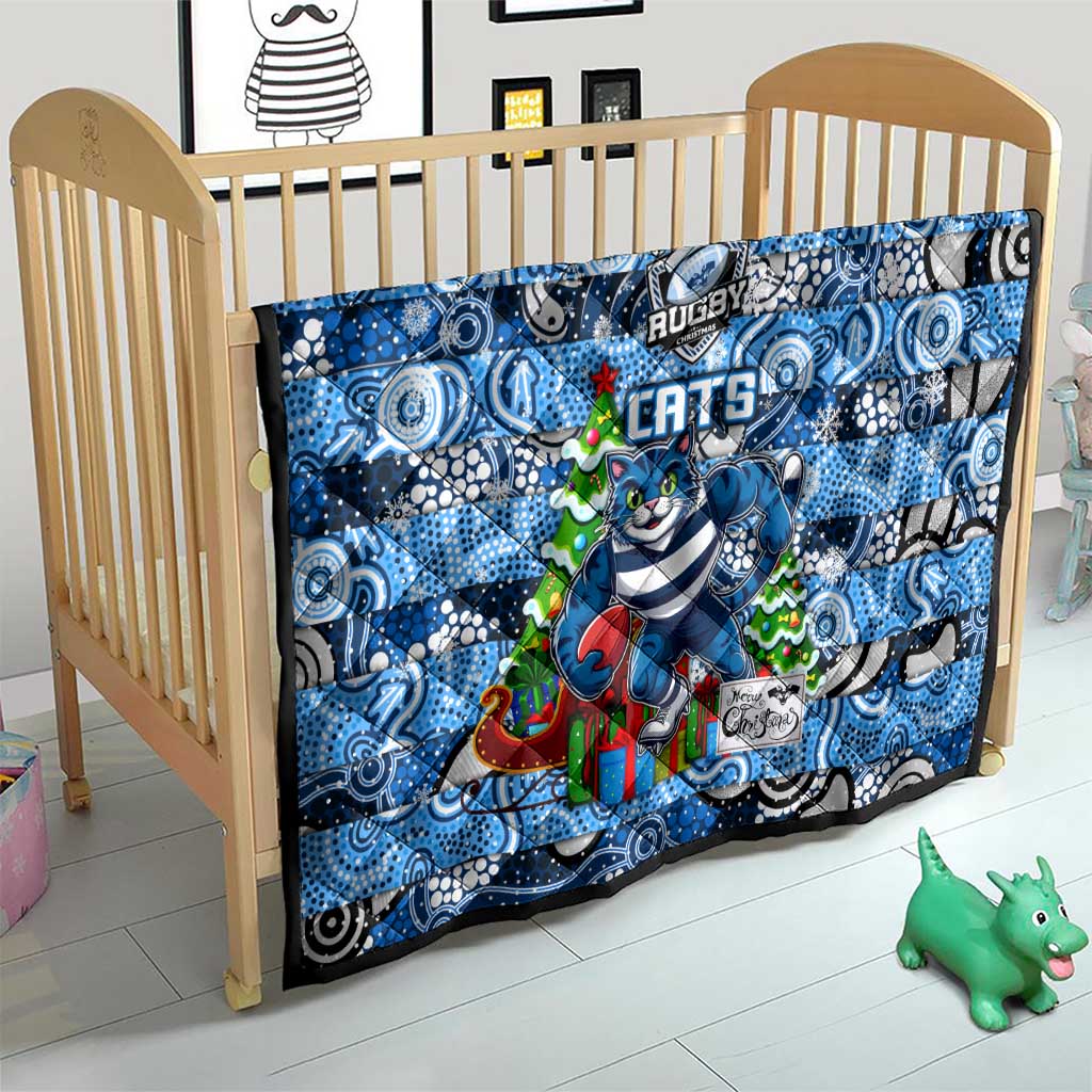 Cats Football Merry Christmas Quilt Indigenous Australian Art