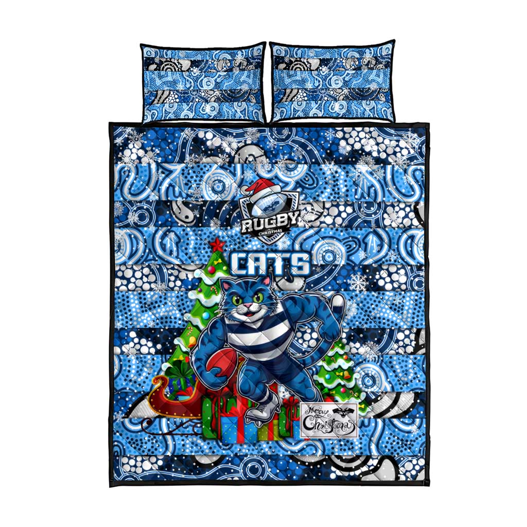 Cats Football Merry Christmas Quilt Bed Set Indigenous Australian Art