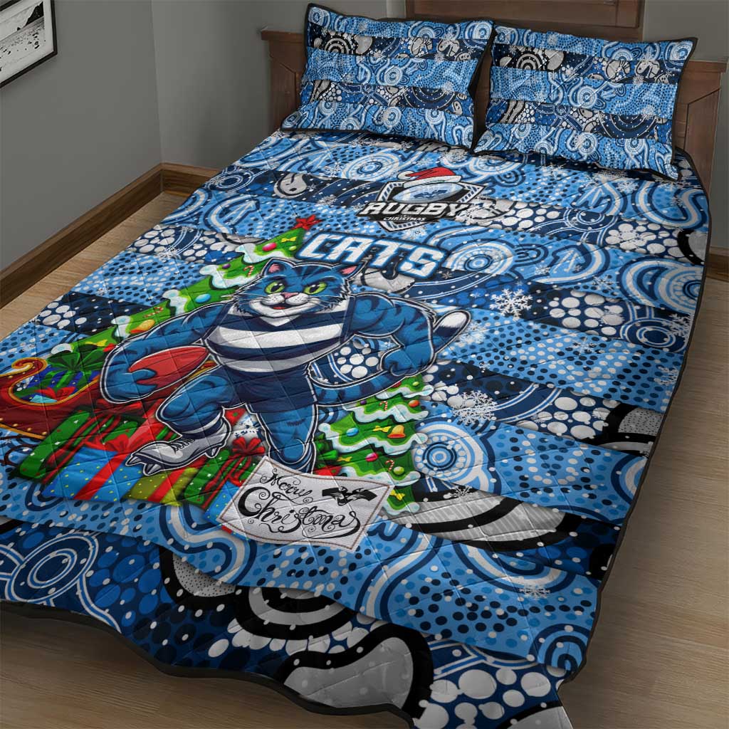 Cats Football Merry Christmas Quilt Bed Set Indigenous Australian Art