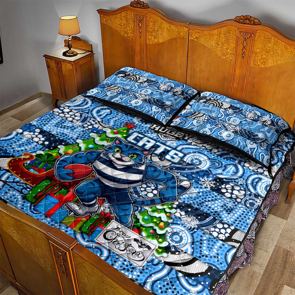 Cats Football Merry Christmas Quilt Bed Set Indigenous Australian Art