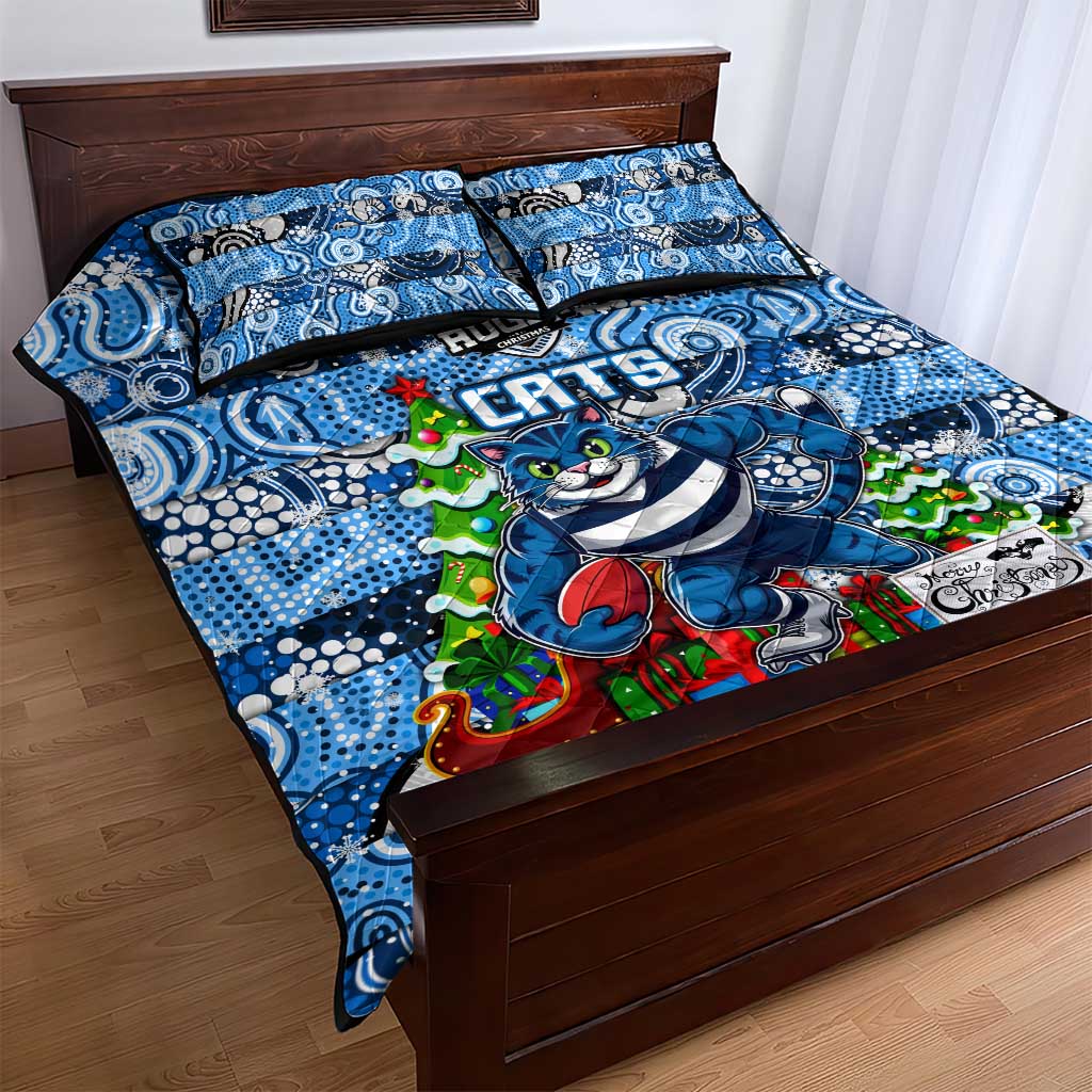 Cats Football Merry Christmas Quilt Bed Set Indigenous Australian Art
