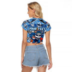Custom Cats Rugby Merry Christmas Raglan Cropped T Shirt Indigenous Australian Art