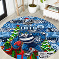 Cats Football Merry Christmas Round Carpet Indigenous Australian Art