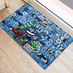 Cats Football Merry Christmas Rubber Doormat Indigenous Australian Art