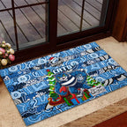 Cats Football Merry Christmas Rubber Doormat Indigenous Australian Art