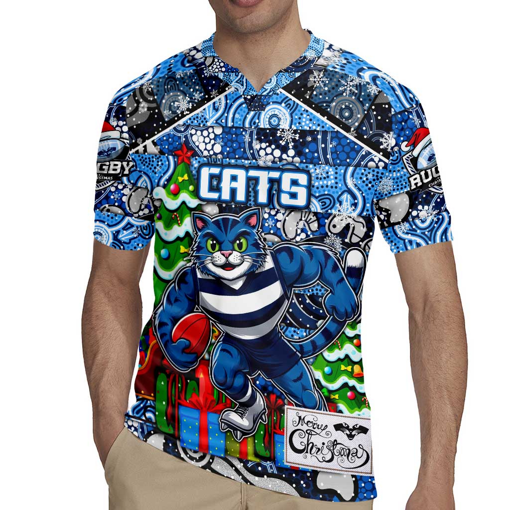 Custom Cats Rugby Merry Christmas Rugby Jersey Indigenous Australian Art