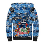 Custom Cats Rugby Merry Christmas Sherpa Hoodie Indigenous Australian Art
