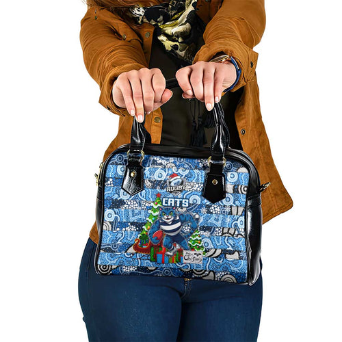 Cats Football Merry Christmas Shoulder Handbag Indigenous Australian Art