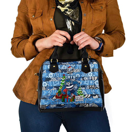 Cats Football Merry Christmas Shoulder Handbag Indigenous Australian Art