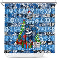 Cats Football Merry Christmas Shower Curtain Indigenous Australian Art