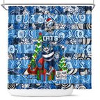 Cats Football Merry Christmas Shower Curtain Indigenous Australian Art