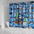 Cats Football Merry Christmas Shower Curtain Indigenous Australian Art